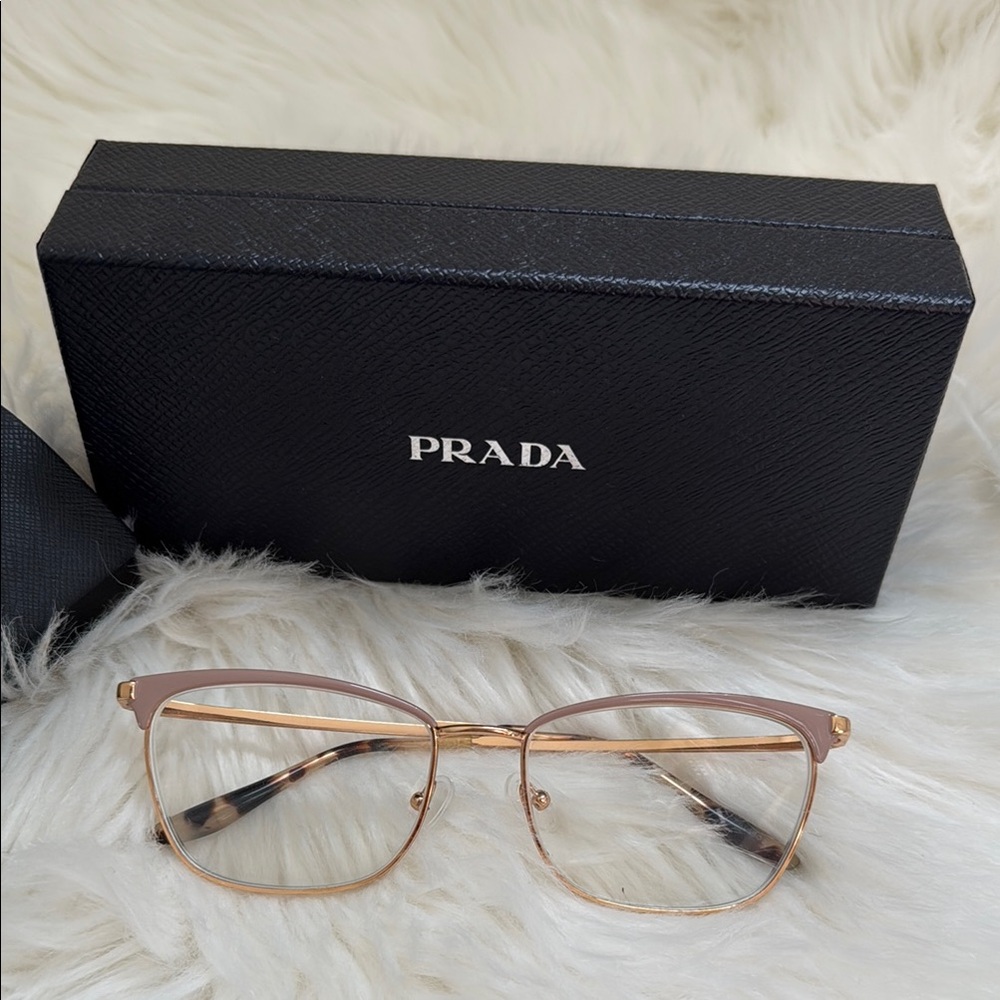 Prada Gold Rectangular Glasses with Sleek Design